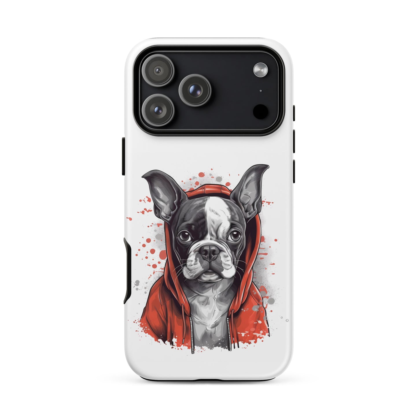 Boston Terrier in a Red Hoodie on Tough Case for iPhone . Matte iPhone 17 Pro Max