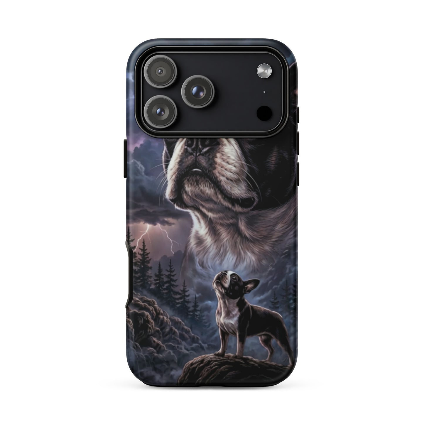Storm Guardian – Majestic Boston Terrier Night Art Tough Case for iPhone . Matte iPhone 17 Pro Max