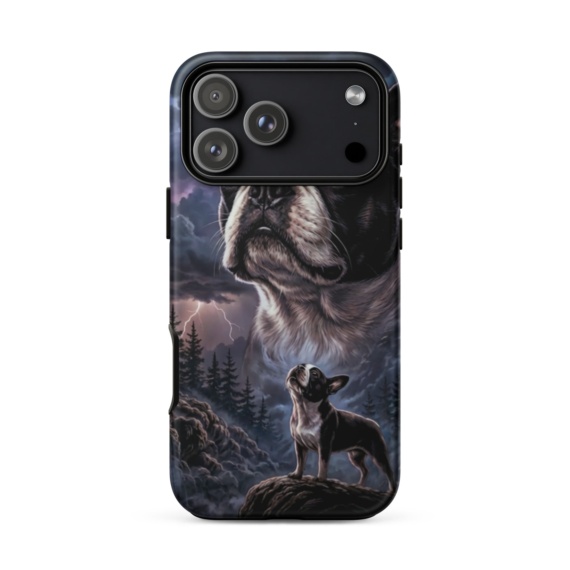 Storm Guardian – Majestic Boston Terrier Night Art Tough Case for iPhone . Matte iPhone 17 Pro Max