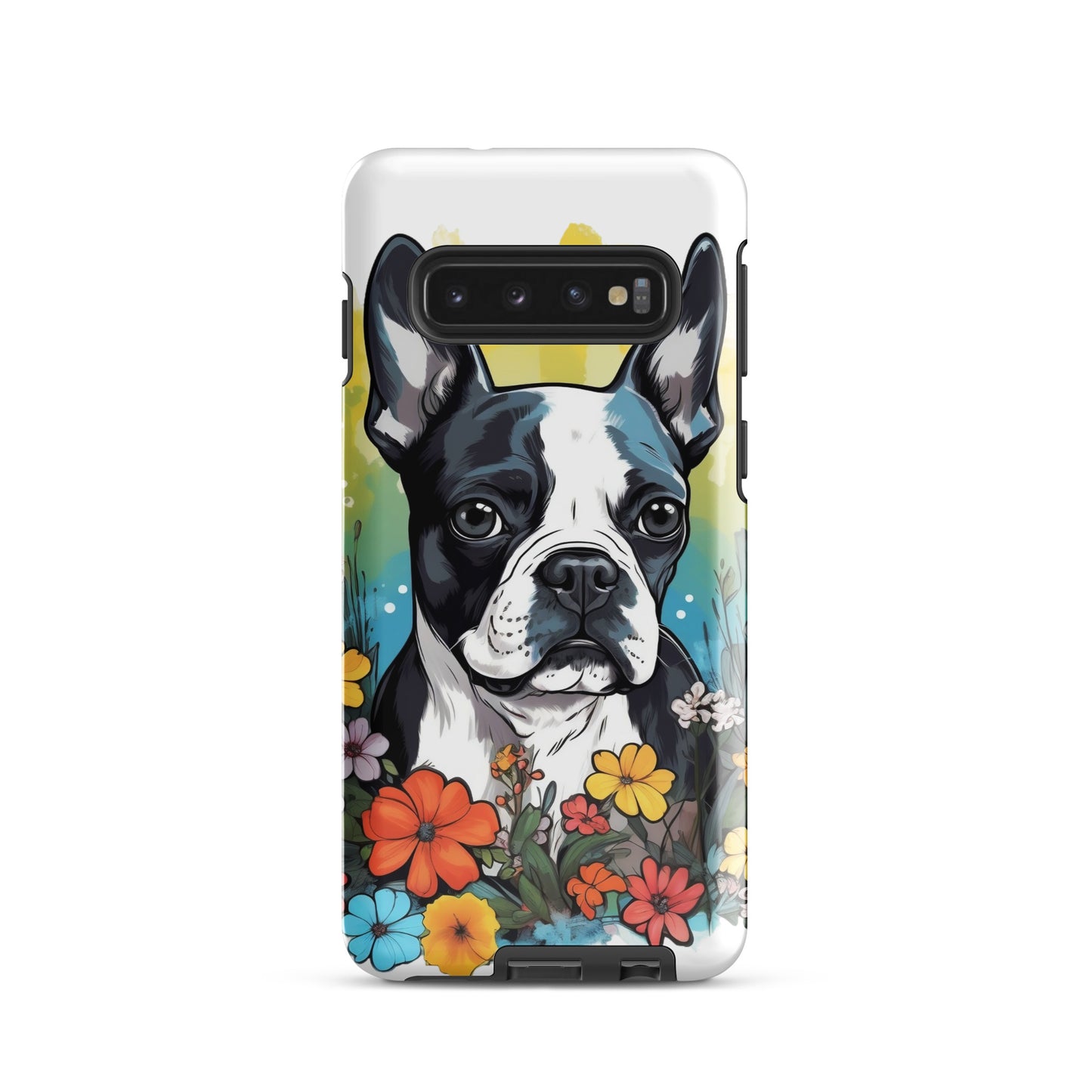 Boston Terrier Surrounded By Flowers Tough case for Samsung