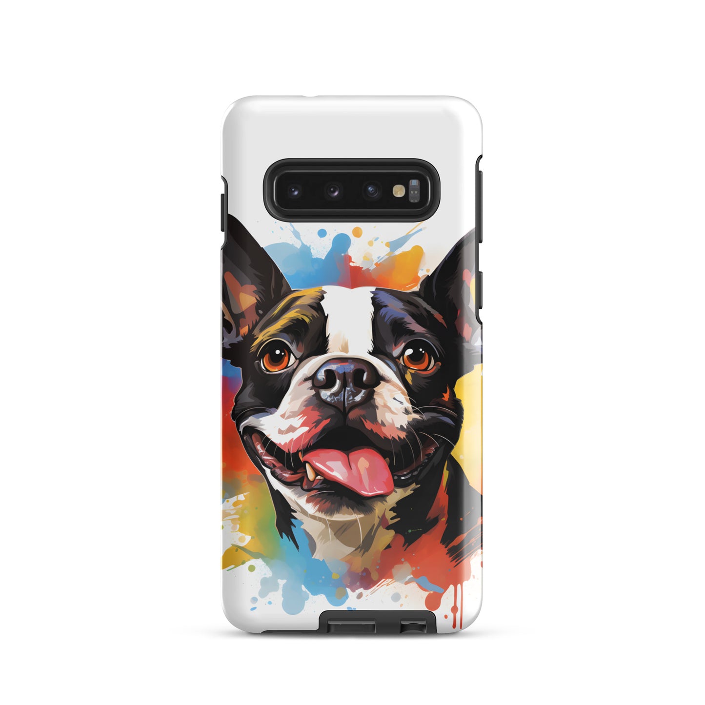 Colorful Playful Boston Terrier Dog Splash Art Tough case for Samsung