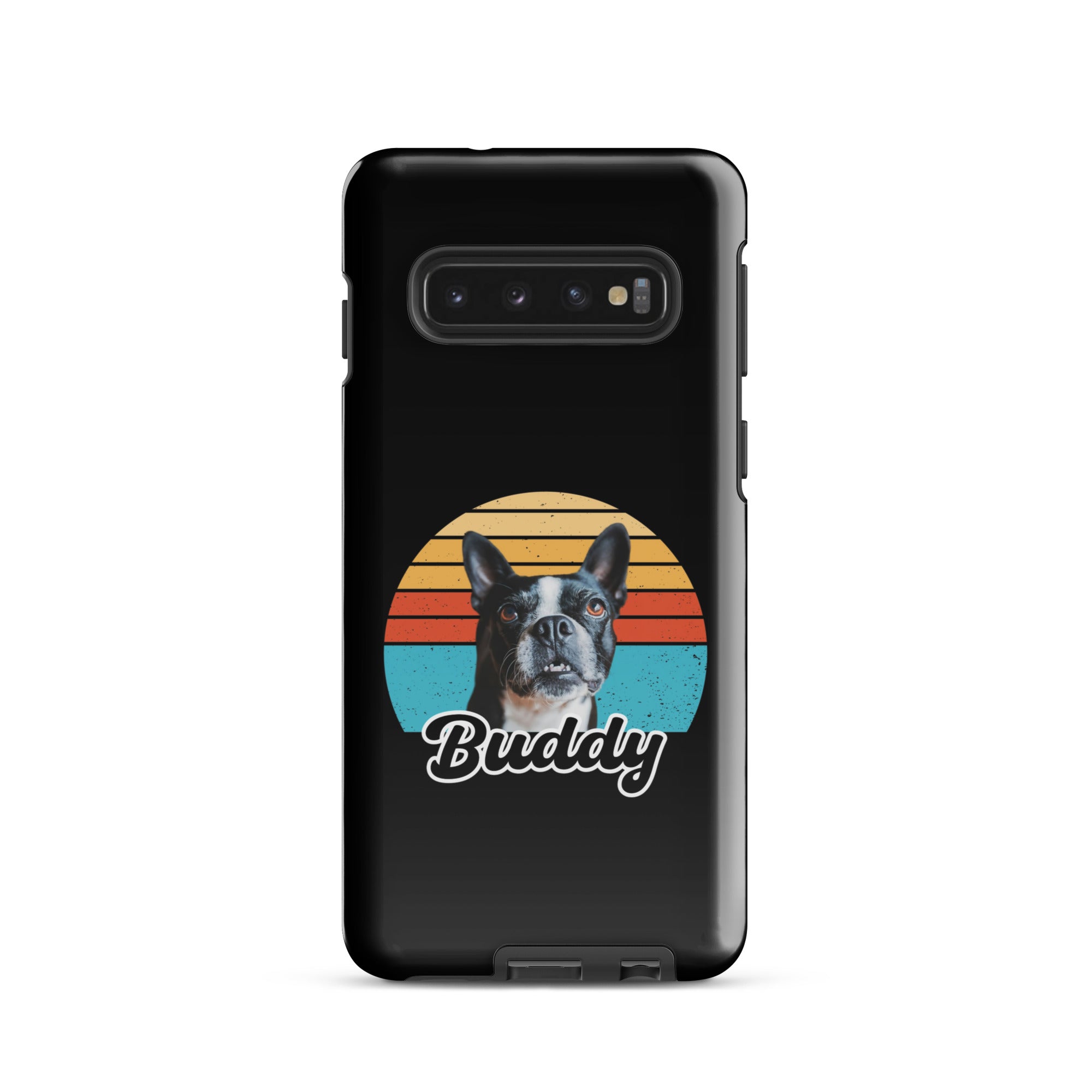 Custom Dog Sunset Vintage Retro Style Tough case for Samsung . Glossy Samsung Galaxy S10
