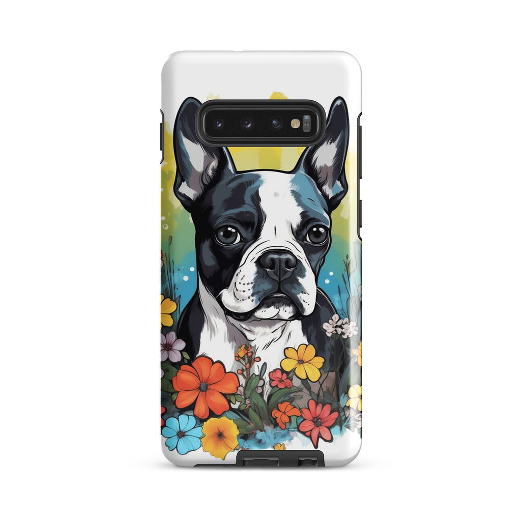 Boston Terrier Surrounded By Flowers Tough case for Samsung