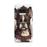 Vintage-Inspired Red Brown Boston Terrier Tough case for Samsung . Glossy Samsung Galaxy S10 Plus