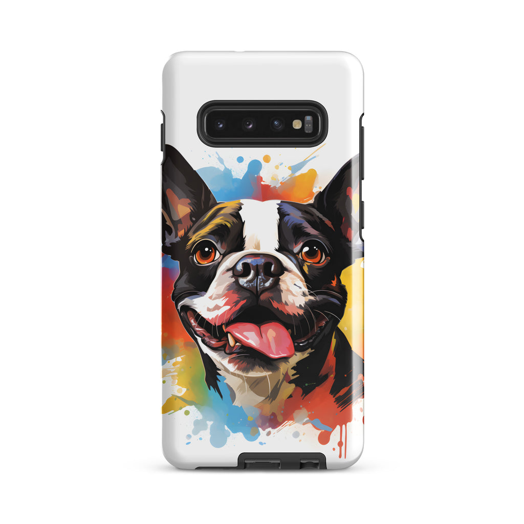 Colorful Playful Boston Terrier Dog Splash Art Tough case for Samsung