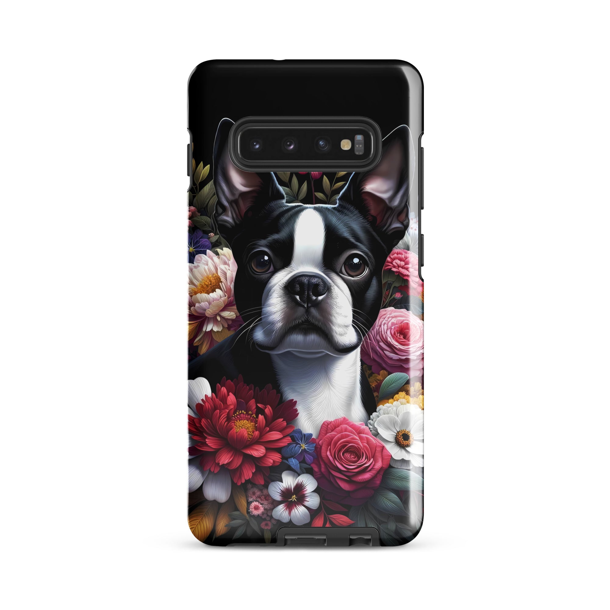 Floral Boston Terrier Dog Tough case for Samsung