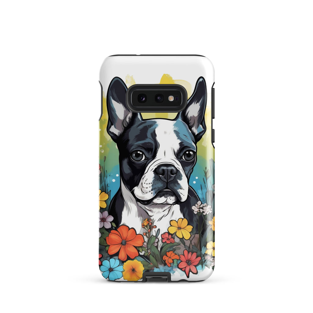 Boston Terrier Surrounded By Flowers Tough case for Samsung