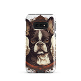 Vintage-Inspired Red Brown Boston Terrier Tough case for Samsung . Glossy Samsung Galaxy S10e