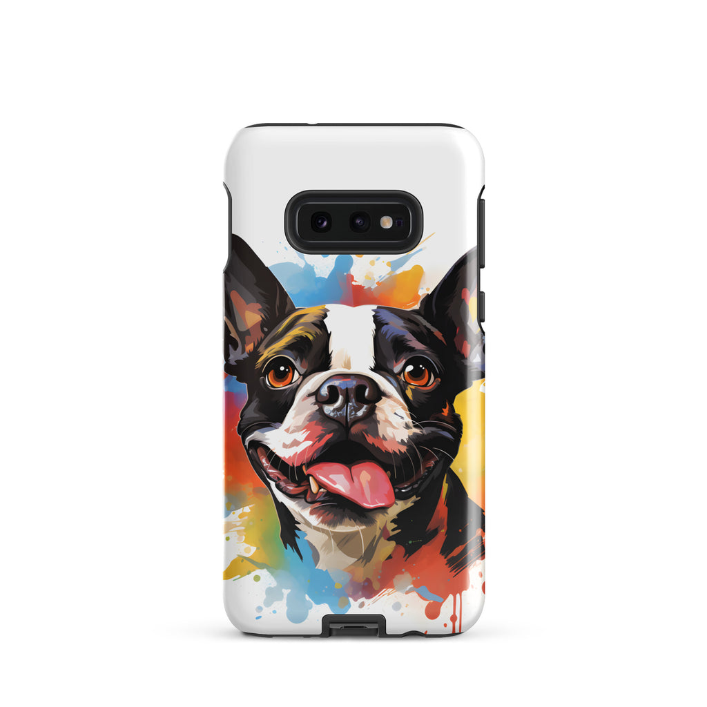 Colorful Playful Boston Terrier Dog Splash Art Tough case for Samsung