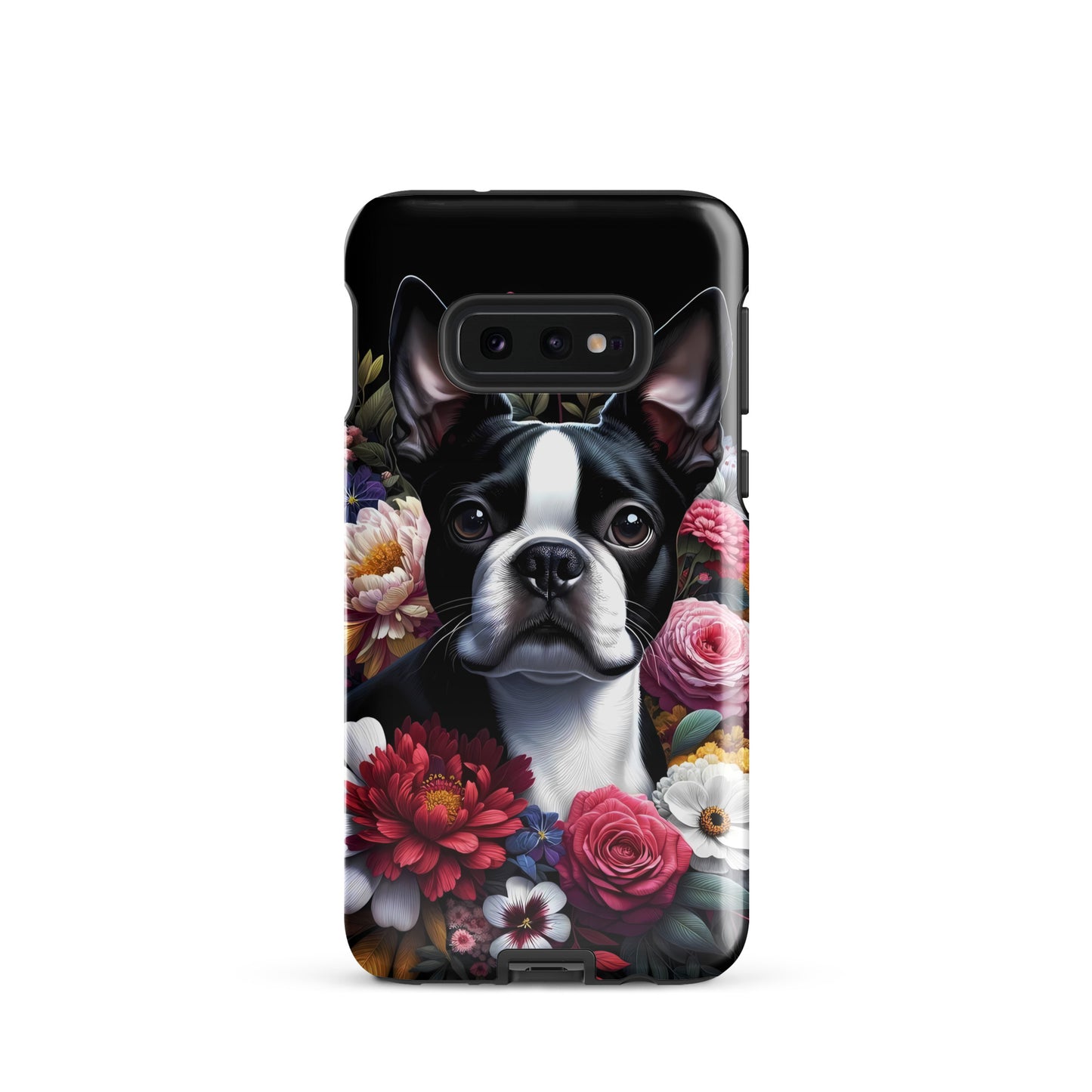 Floral Boston Terrier Dog Tough case for Samsung