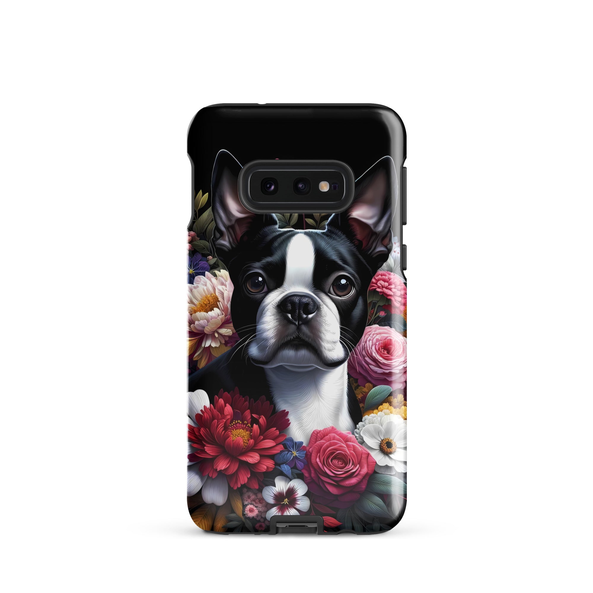 Floral Boston Terrier Dog Tough case for Samsung