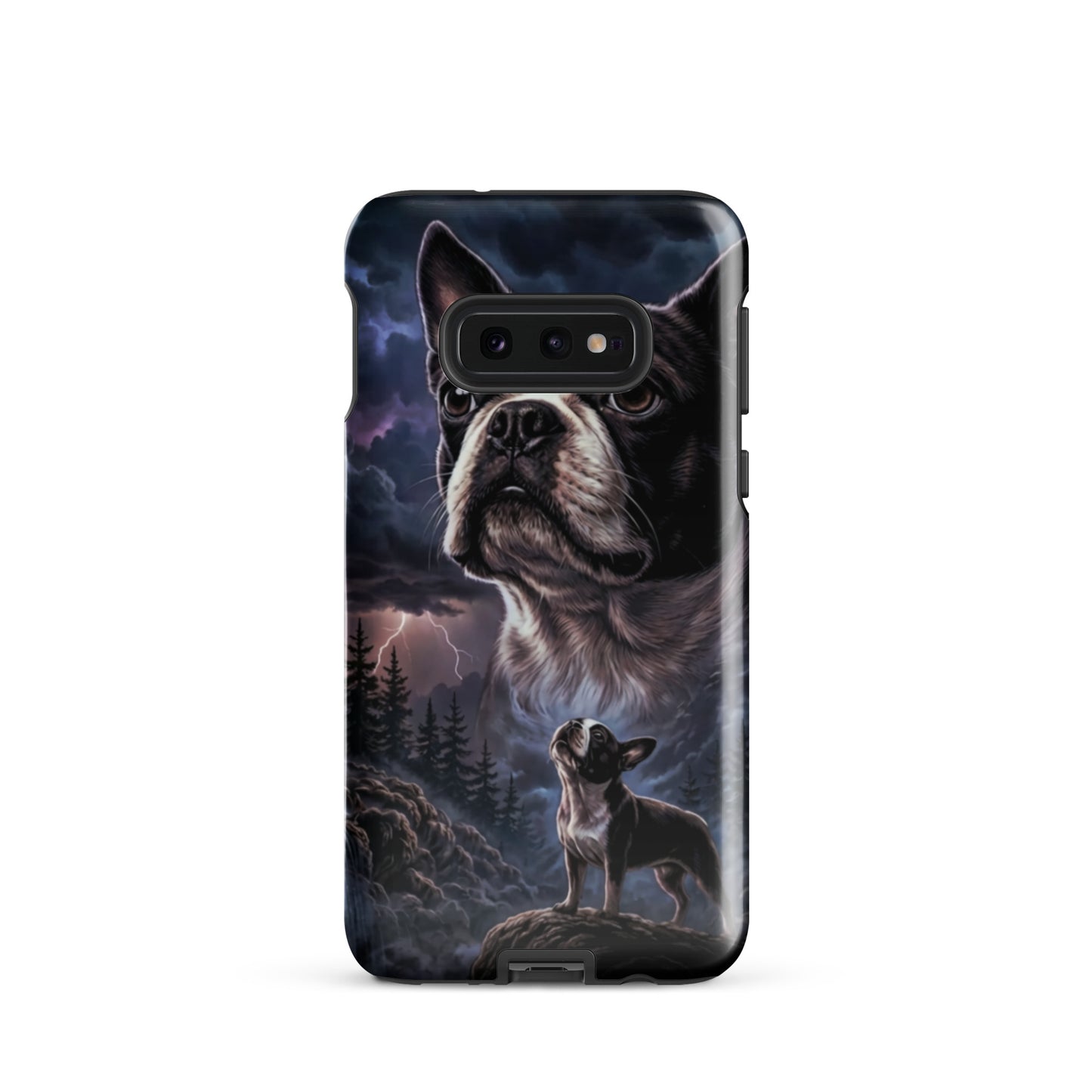 Storm Guardian – Majestic Boston Terrier Night Art Tough Case for Samsung . Glossy Samsung Galaxy S10e