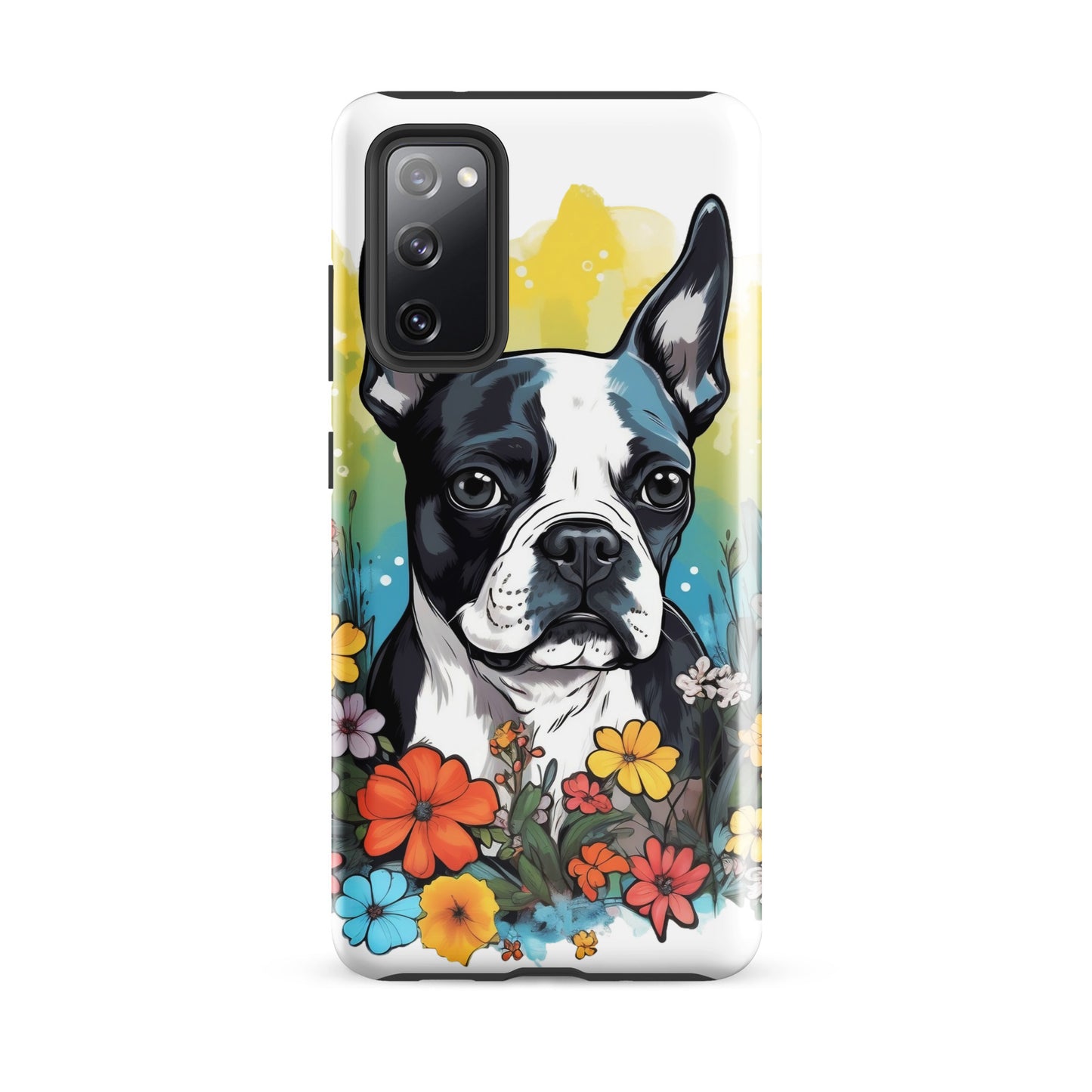 Boston Terrier Surrounded By Flowers Tough case for Samsung