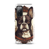 Vintage-Inspired Red Brown Boston Terrier Tough case for Samsung . Glossy Samsung Galaxy S20 FE