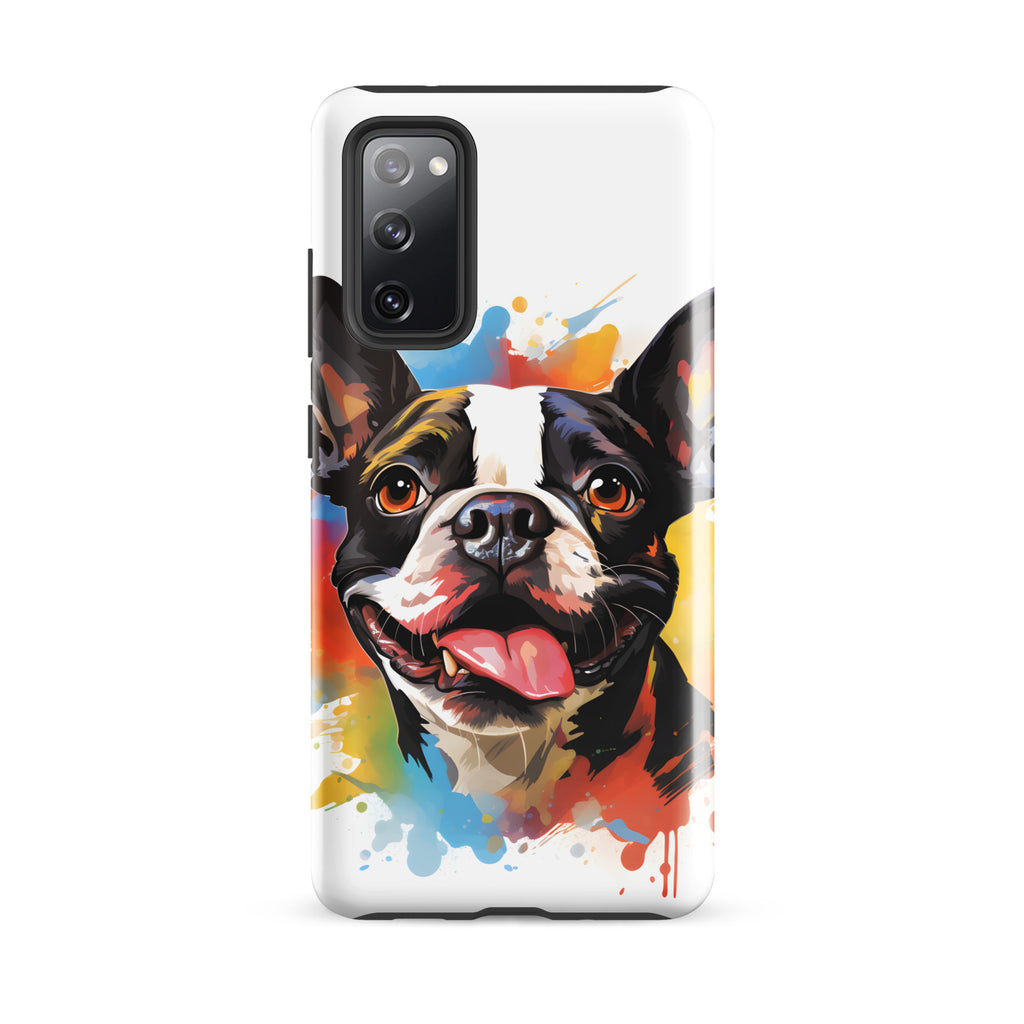 Colorful Playful Boston Terrier Dog Splash Art Tough case for Samsung