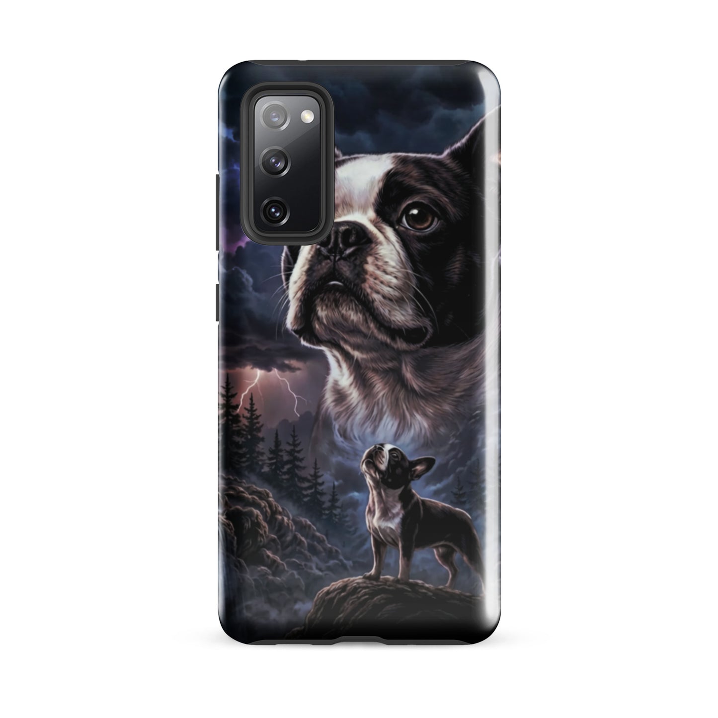 Storm Guardian – Majestic Boston Terrier Night Art Tough Case for Samsung . Glossy Samsung Galaxy S20 FE