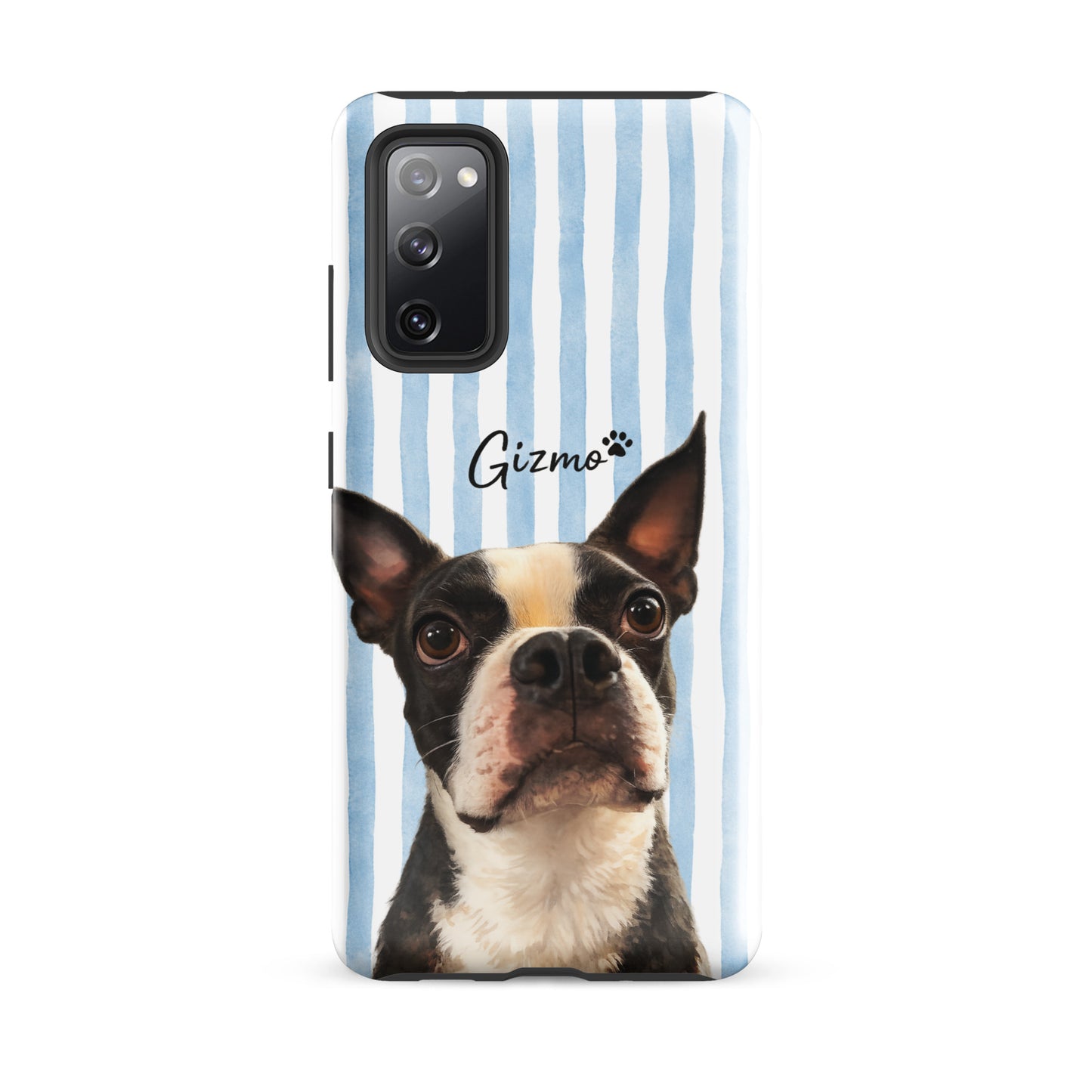 Custom Striped Dog Portrait Tough Case For Samsung - Watercolor Art Using Photo(s) And Name(s) .