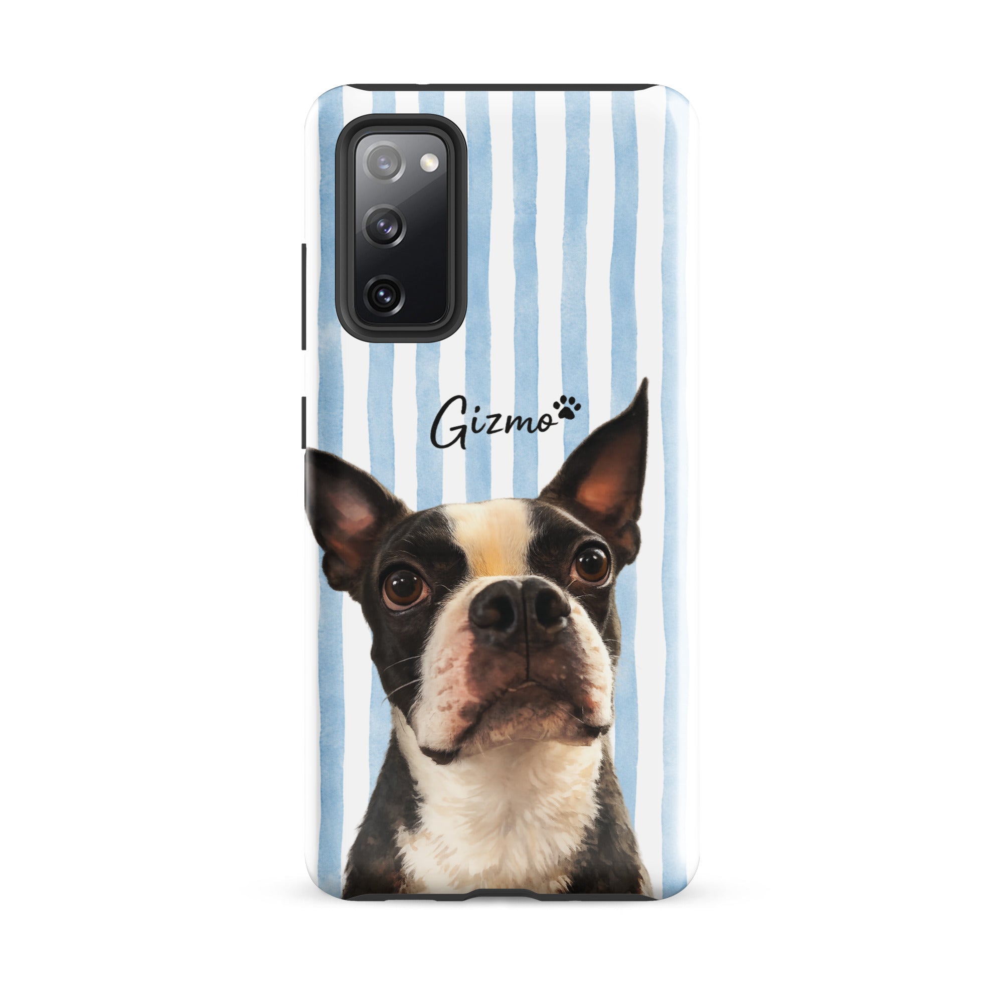 Custom Striped Dog Portrait Tough Case For Samsung - Watercolor Art Using Photo(s) And Name(s) .