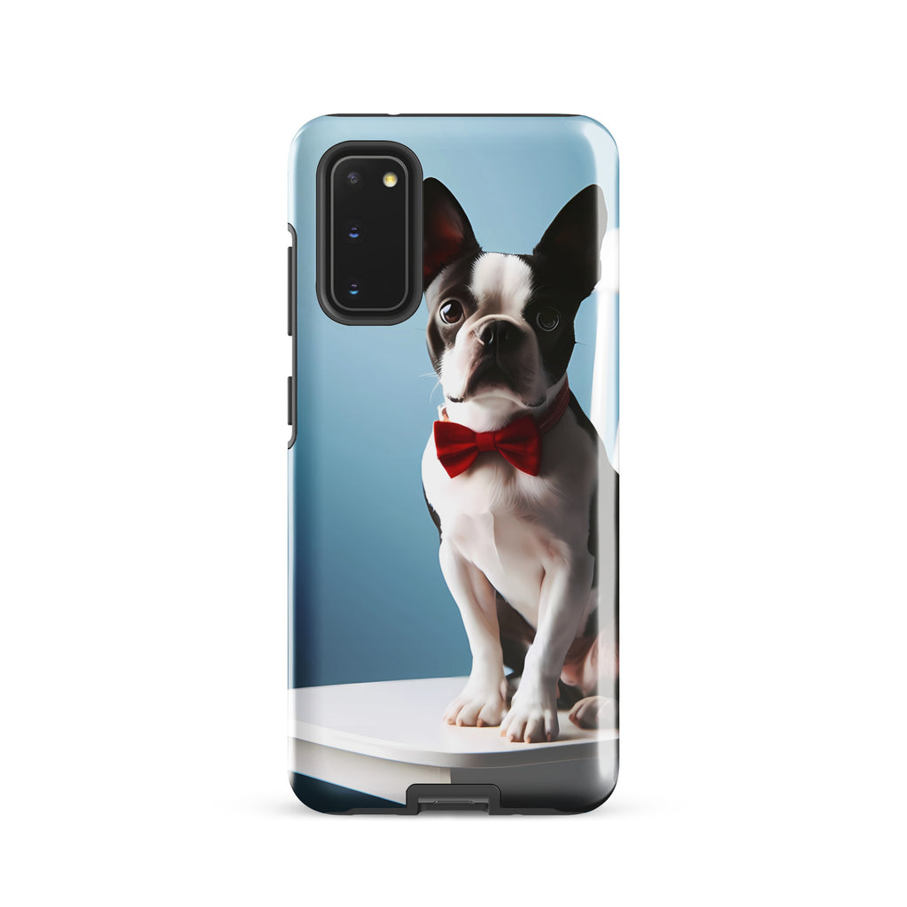 Dapper Boston Terrier in Red Bow Tie Seated on White Chair Tough case for Samsung