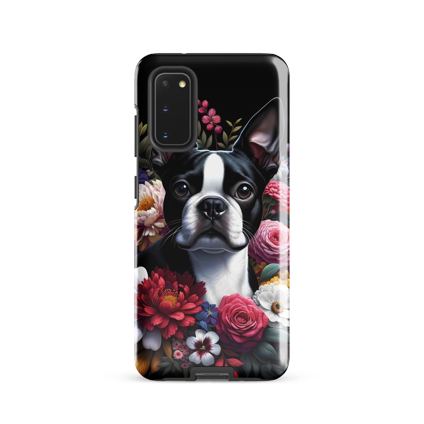 Floral Boston Terrier Dog Tough case for Samsung