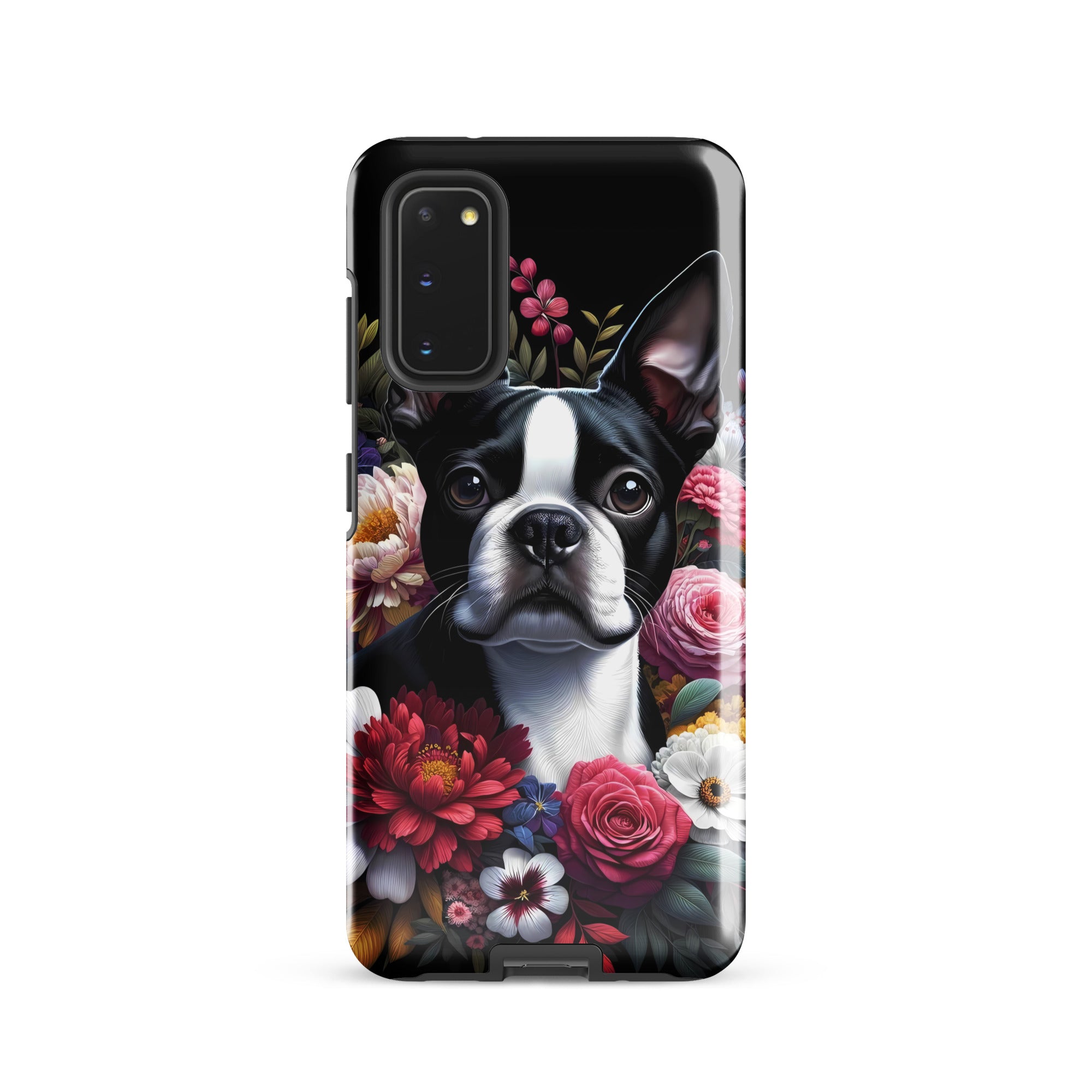 Floral Boston Terrier Dog Tough case for Samsung
