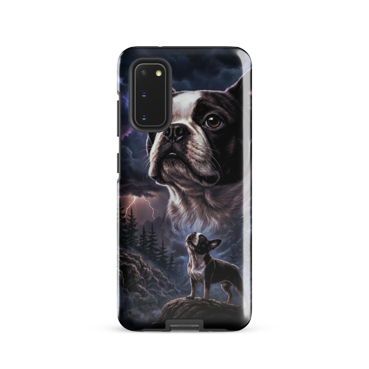 Storm Guardian – Majestic Boston Terrier Night Art Tough Case for Samsung . Glossy Samsung Galaxy S20