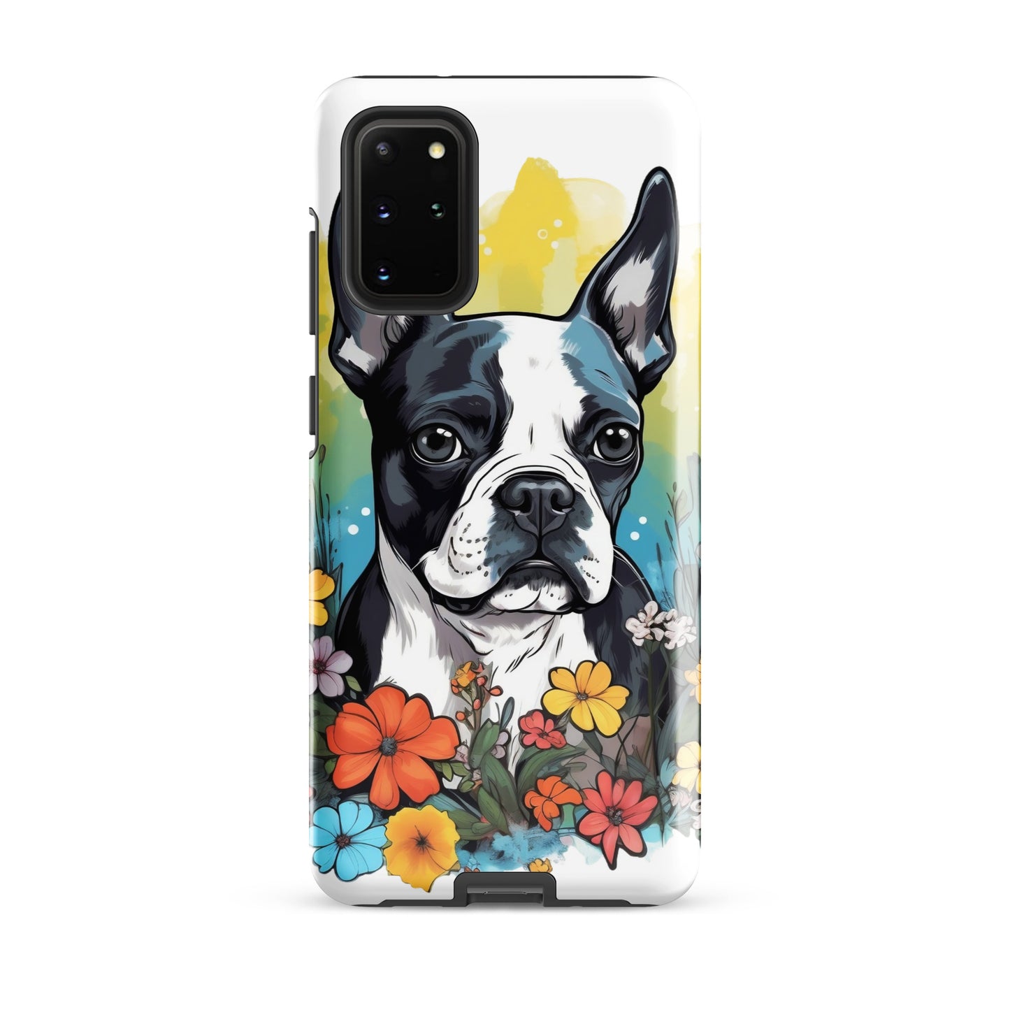 Boston Terrier Surrounded By Flowers Tough case for Samsung