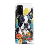 Boston Terrier Surrounded By Flowers Tough case for Samsung