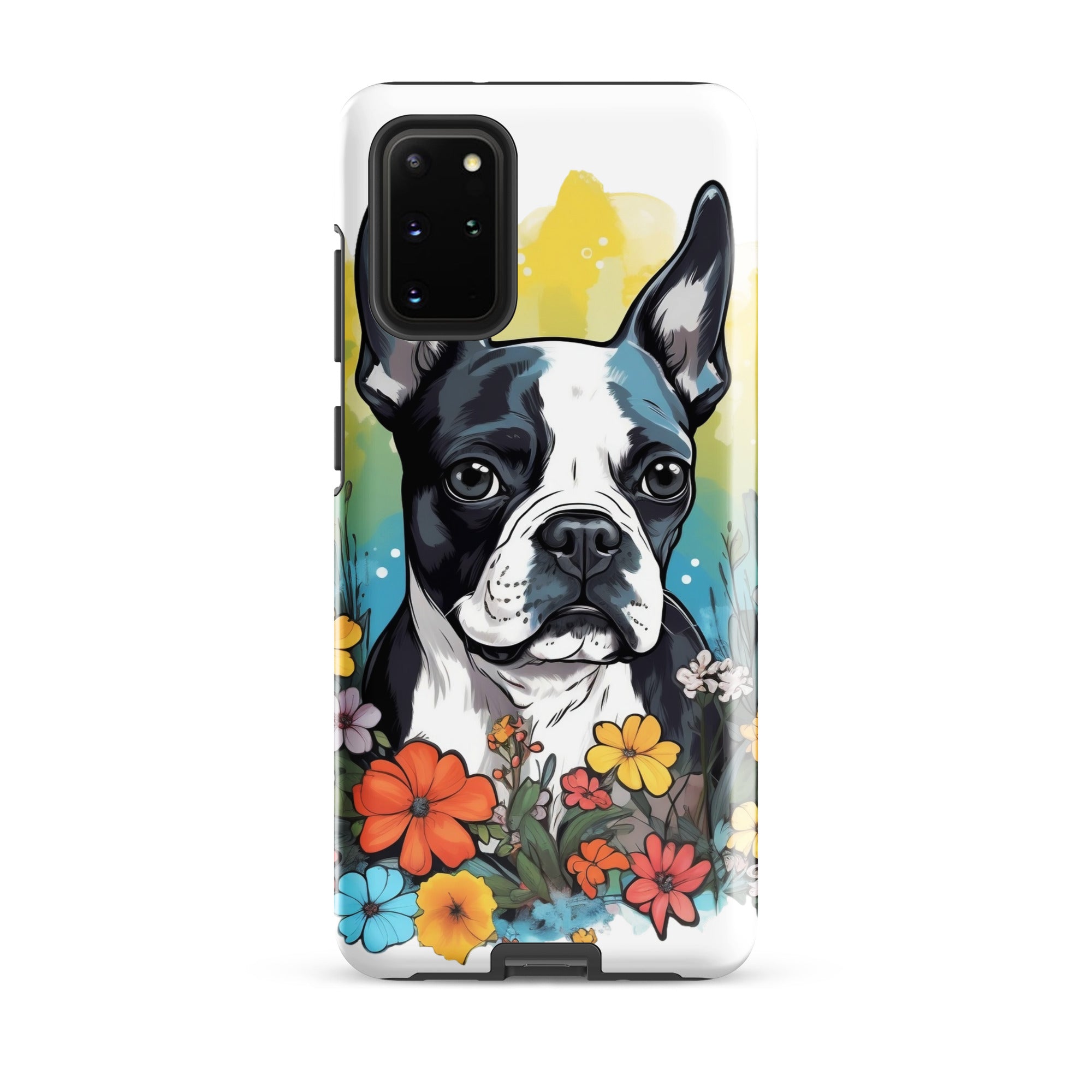 Boston Terrier Surrounded By Flowers Tough case for Samsung