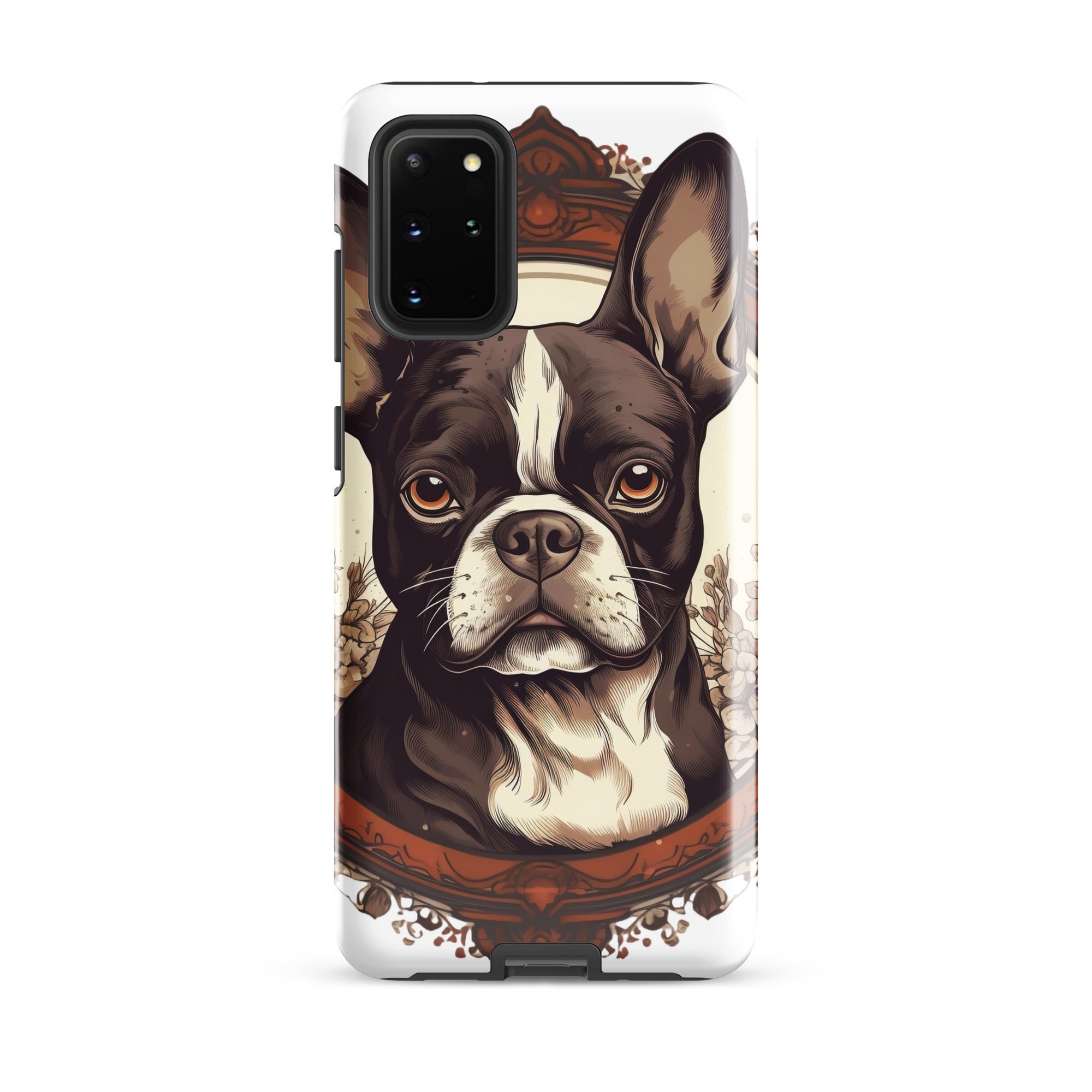 Vintage-Inspired Red Brown Boston Terrier Tough case for Samsung . Glossy Samsung Galaxy S20 Plus