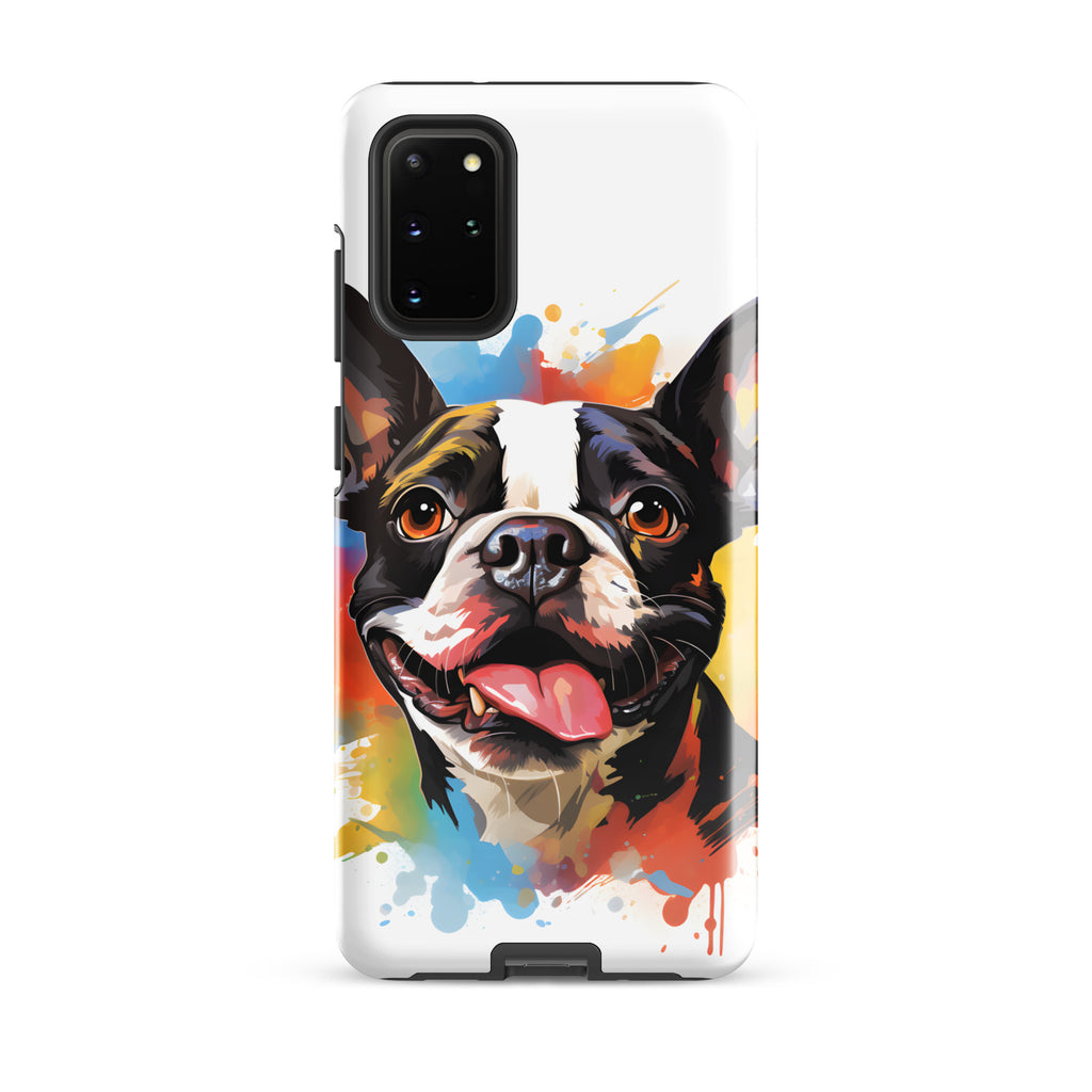 Colorful Playful Boston Terrier Dog Splash Art Tough case for Samsung