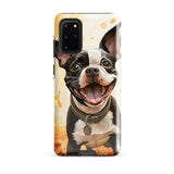 Cheerful Boston Terrier Dog Exploring A Park Watercolor Tough case for Samsung . Glossy Samsung Galaxy S20 Plus