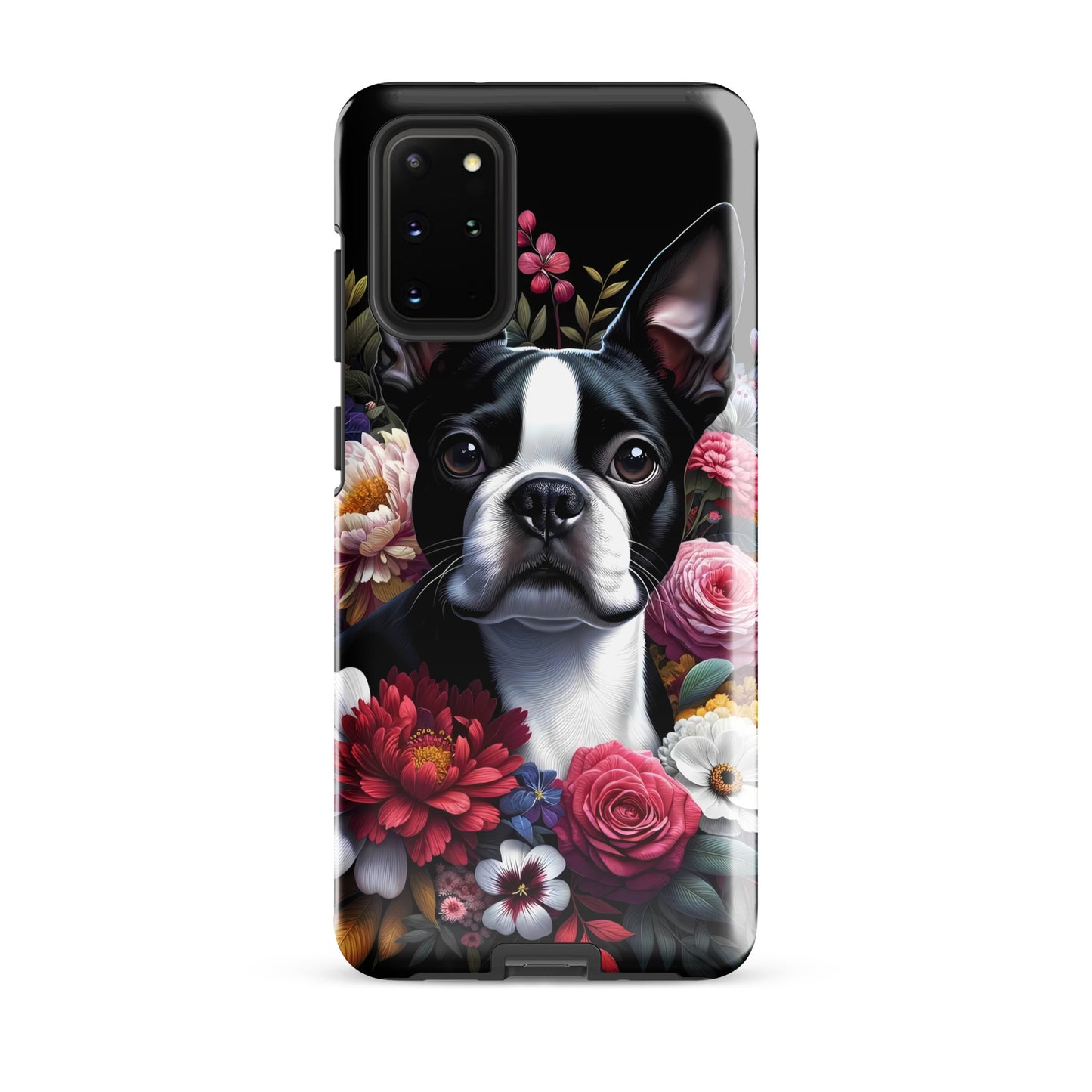 Floral Boston Terrier Dog Tough case for Samsung