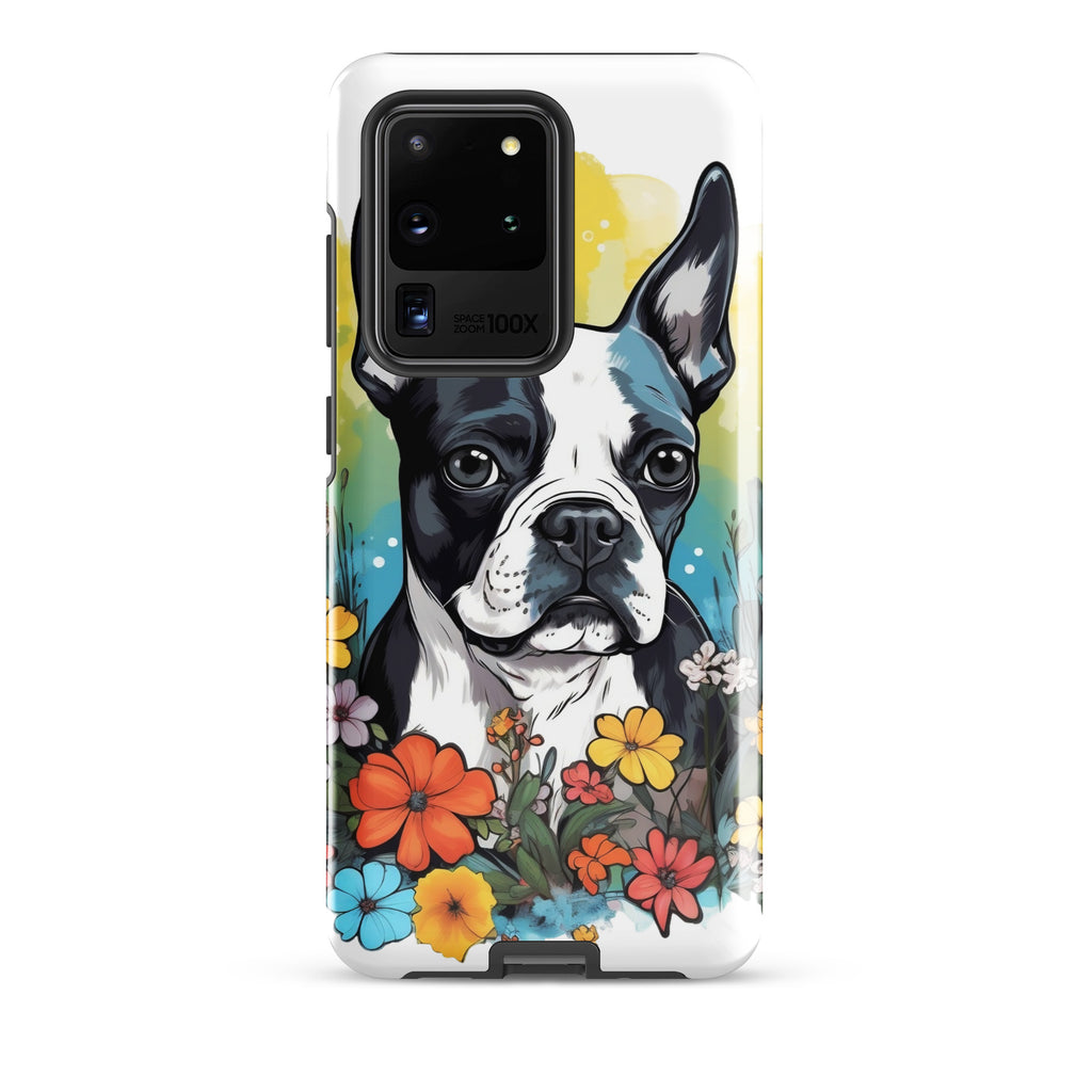 Boston Terrier Surrounded By Flowers Tough case for Samsung