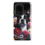 Floral Boston Terrier Dog Tough case for Samsung