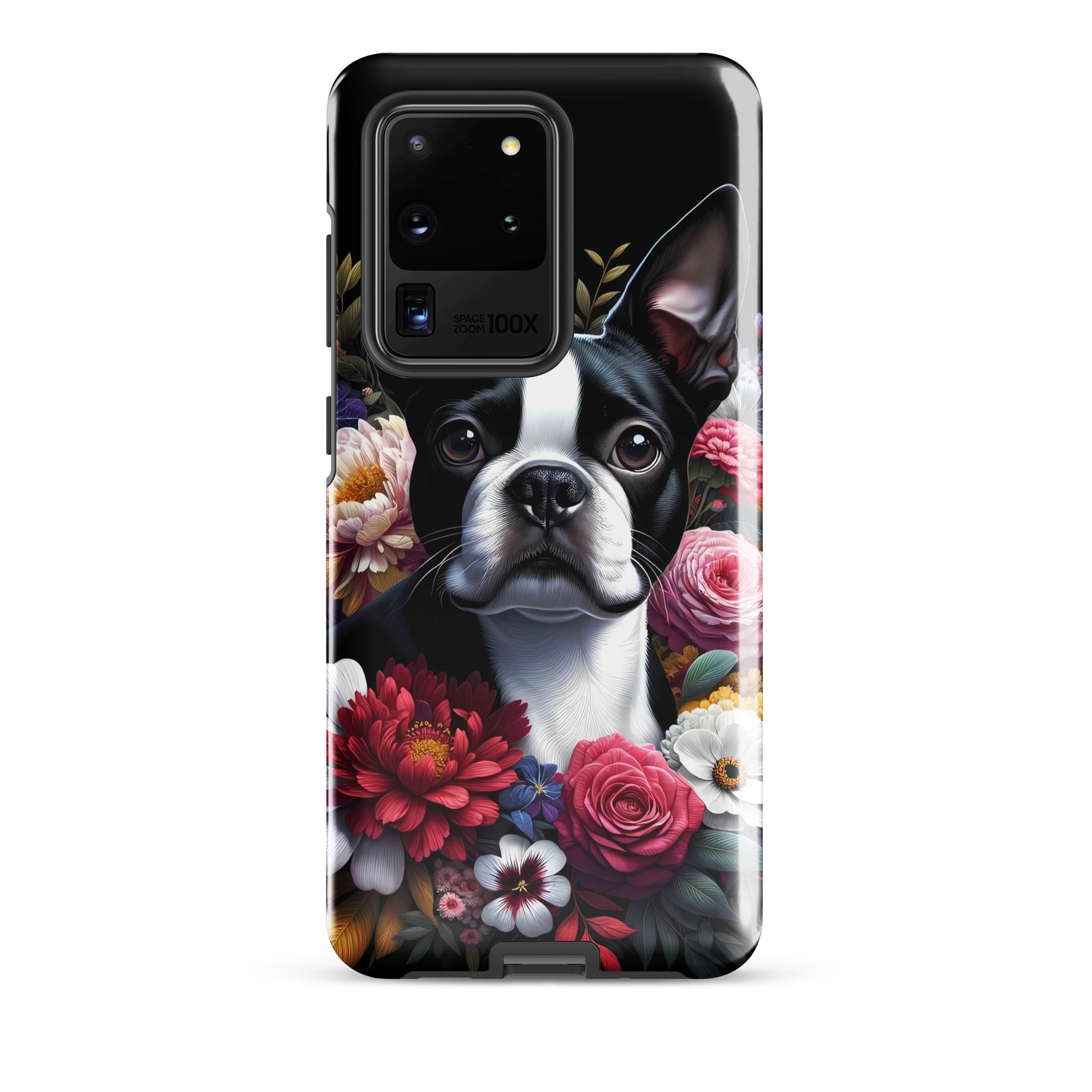 Floral Boston Terrier Dog Tough case for Samsung