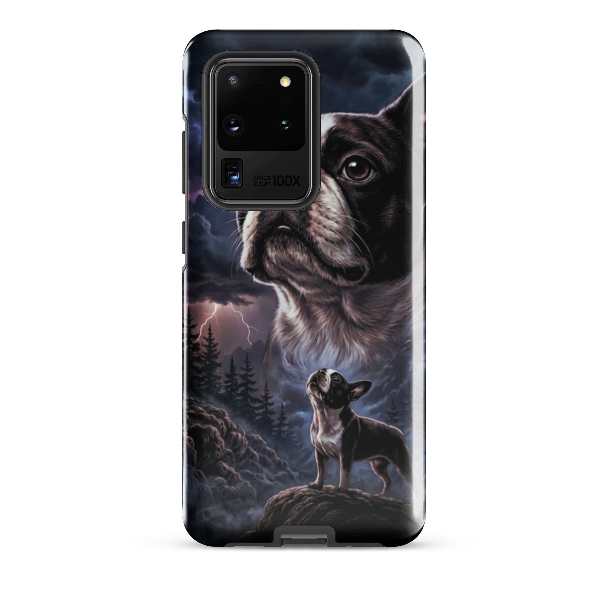 Storm Guardian – Majestic Boston Terrier Night Art Tough Case for Samsung . Glossy Samsung Galaxy S20 Ultra
