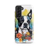 Boston Terrier Surrounded By Flowers Tough case for Samsung