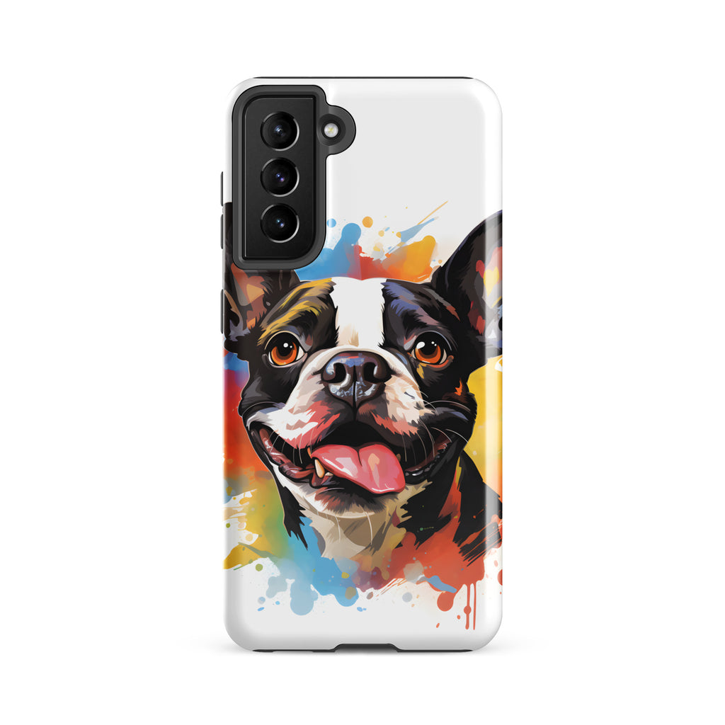 Colorful Playful Boston Terrier Dog Splash Art Tough case for Samsung