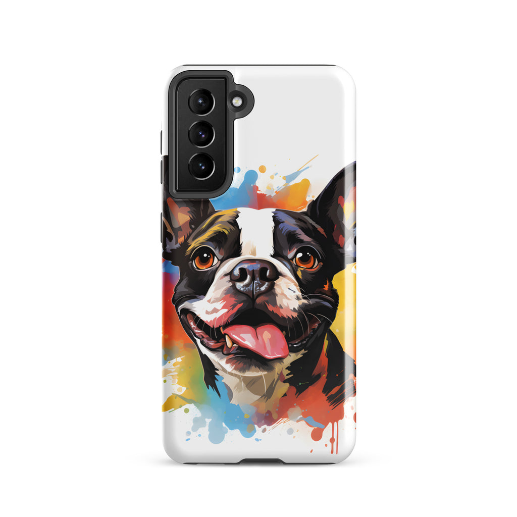 Colorful Playful Boston Terrier Dog Splash Art Tough case for Samsung