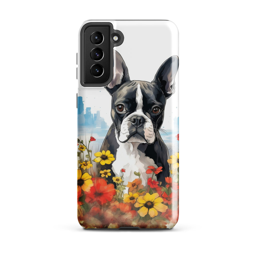 Boston Terrier Dog In A Garden Outside The City Tough case for Samsung