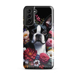 Floral Boston Terrier Dog Tough case for Samsung