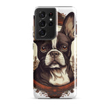 Vintage-Inspired Red Brown Boston Terrier Tough case for Samsung . Glossy Samsung Galaxy S21 Ultra