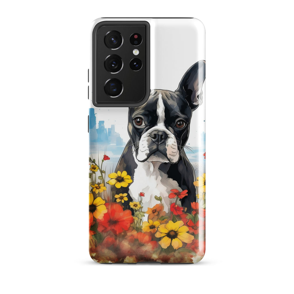 Boston Terrier Dog In A Garden Outside The City Tough case for Samsung
