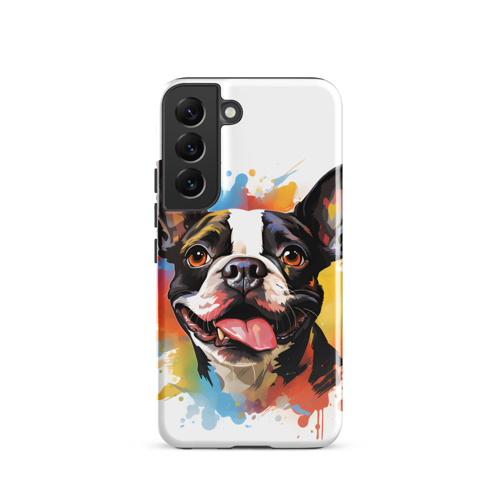 Colorful Playful Boston Terrier Dog Splash Art Tough case for Samsung