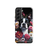 Floral Boston Terrier Dog Tough case for Samsung