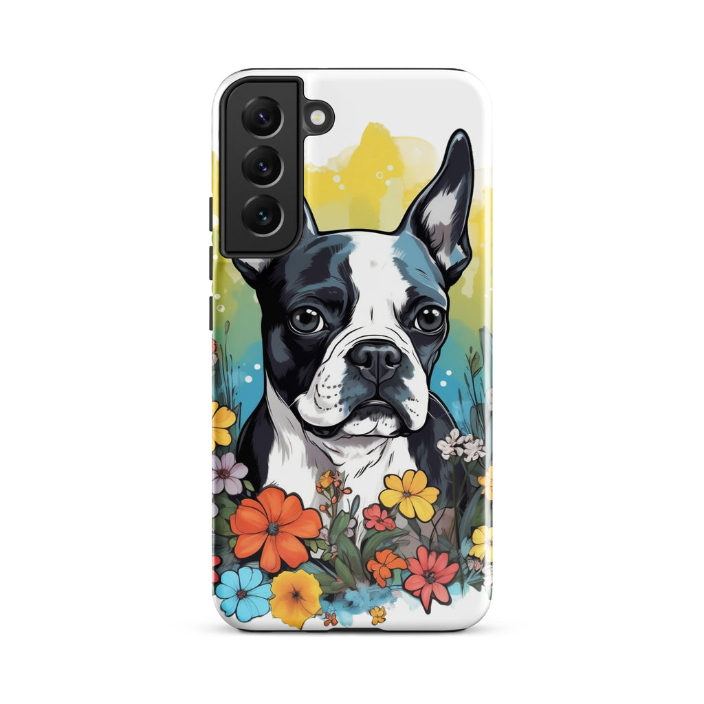 Boston Terrier Surrounded By Flowers Tough case for Samsung