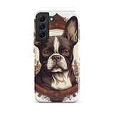 Vintage-Inspired Red Brown Boston Terrier Tough case for Samsung . Glossy Samsung Galaxy S22 Plus