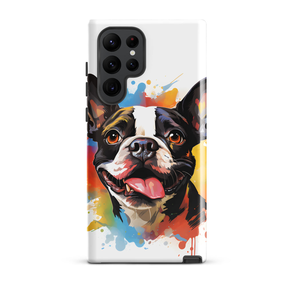 Colorful Playful Boston Terrier Dog Splash Art Tough case for Samsung