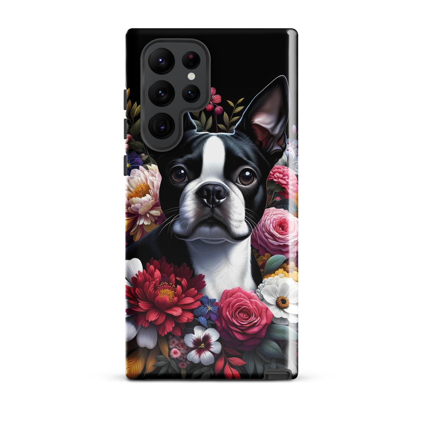 Floral Boston Terrier Dog Tough case for Samsung
